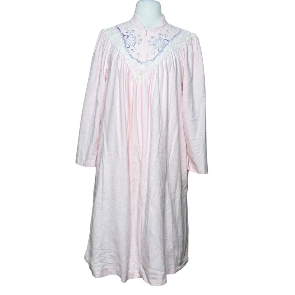 Vintage Vanity Fair Fleece Nightgown Pink Size Medium